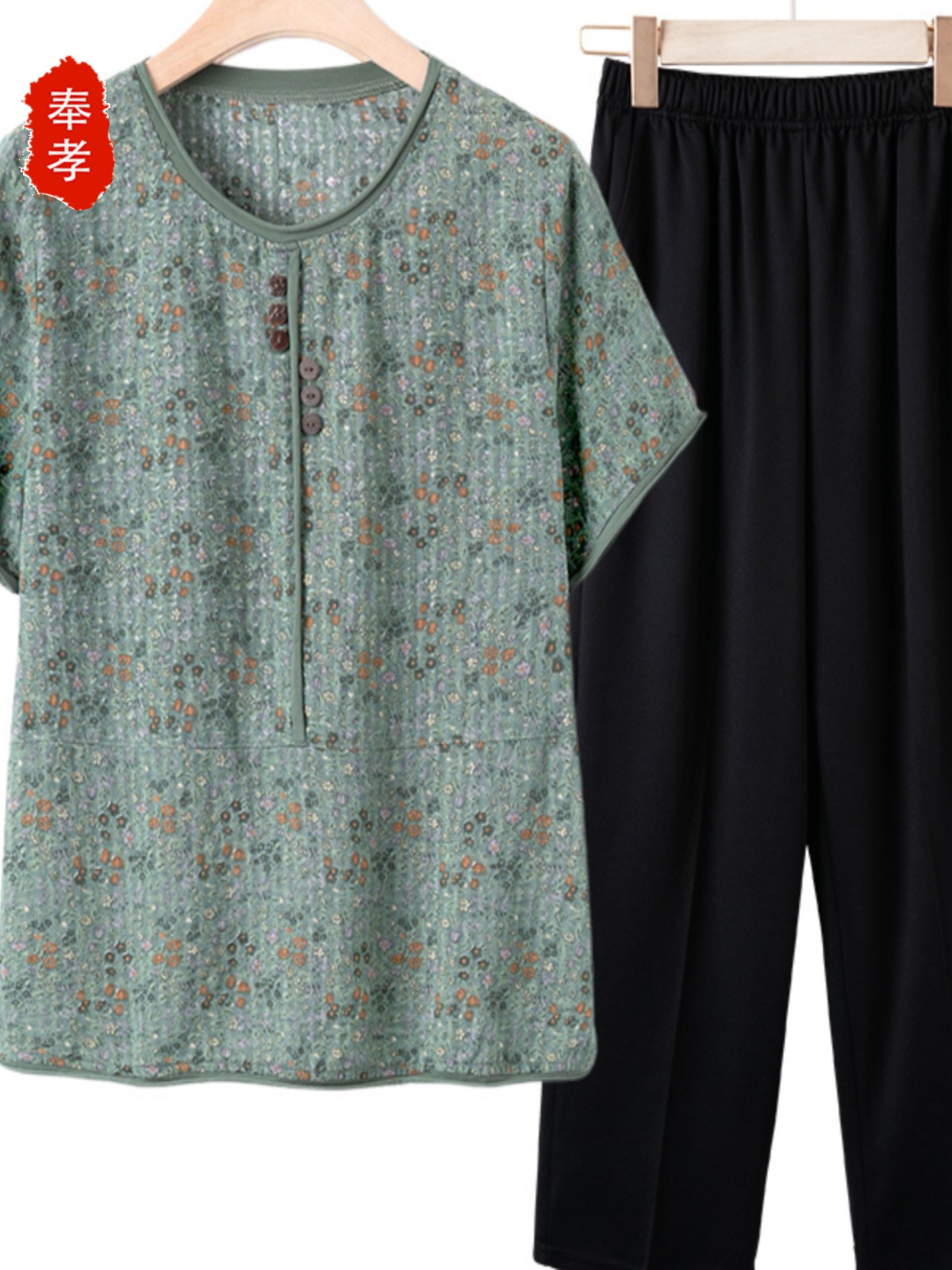 Summer Clothing Over 60 - بلوزة قطنية حريرية بأكمام قصيرة للجدات،