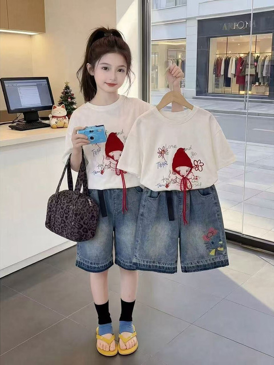 طقم بناتي صيفي جديد: تي شيرت ب - مراجعة Summer Clothing Online وسعره