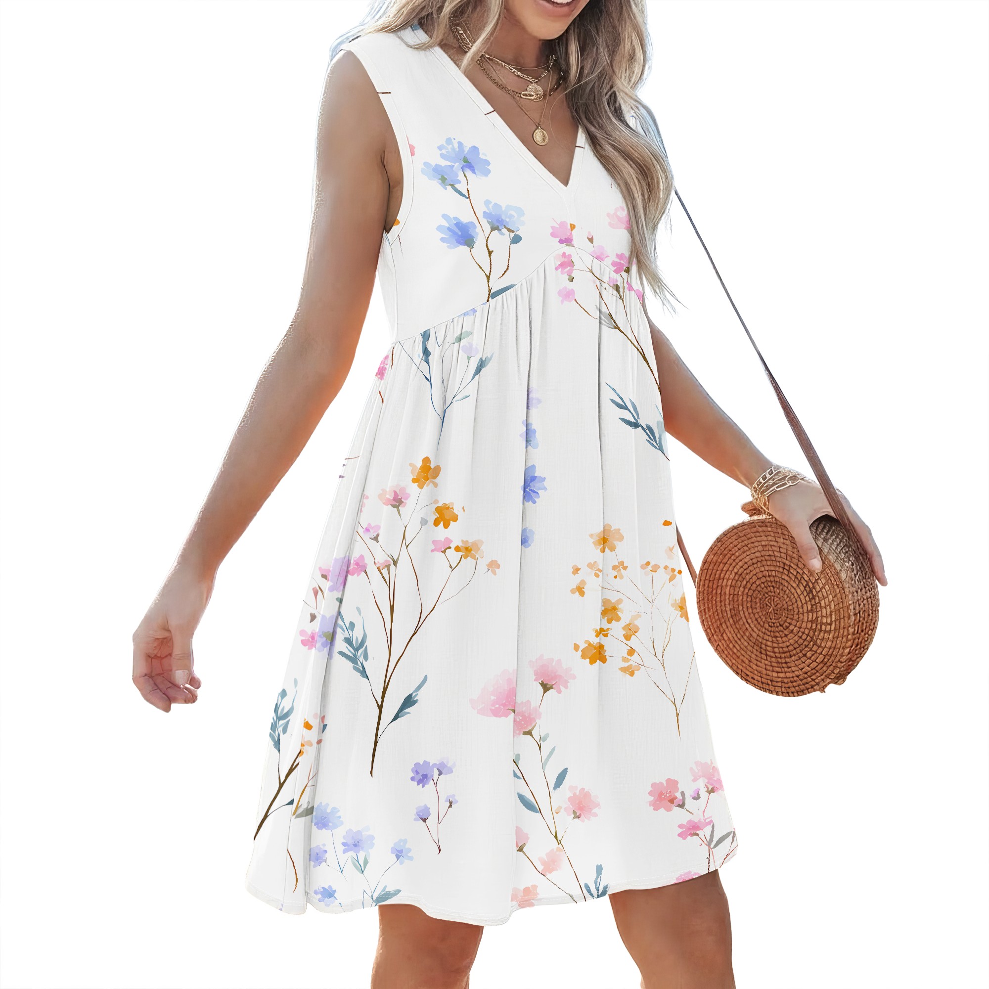 فستان بدون أكمام بطبعة زهور، ي - مراجعة Sundress Midi Floral وسعره