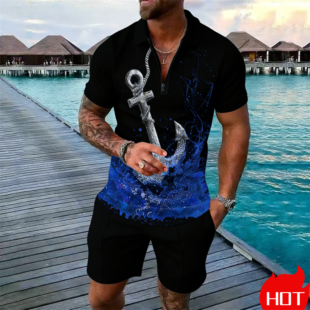 طقم قميص بولو صيفي للرجال بطبع - مراجعة Vintage Summer Clothing Men وسعره