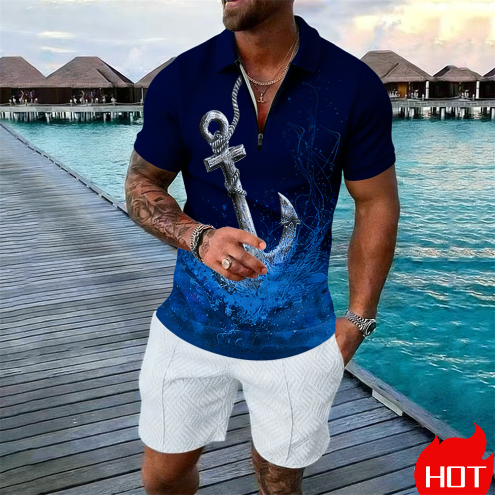 طقم قميص بولو صيفي للرجال بطبع - مراجعة Vintage Summer Clothing Men وسعره